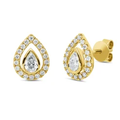 Ohrstecker aus 585 Gold Gelbgold 38 Diamanten 0,75ct 35,5x33mm