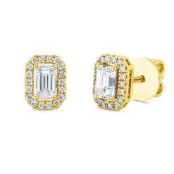 Ohrstecker aus 750 Gold Gelbgold 38 Diamanten 0,98ct TW-SI 8x6,1mm 4er-Krappe