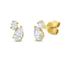 Ohrstecker aus 750 Gold Gelbgold 4 Diamanten 0,65ct TW-SI 8,4x4,6mm