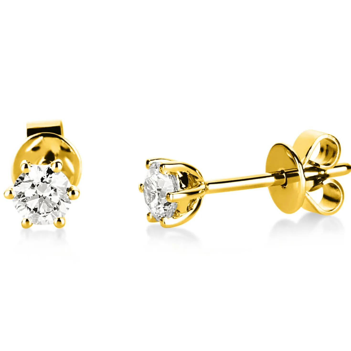 Ohrstecker aus 750 Gold Gelbgold mit 2 Diamanten Brillanten 0,40 Ct. 6er-Krappe