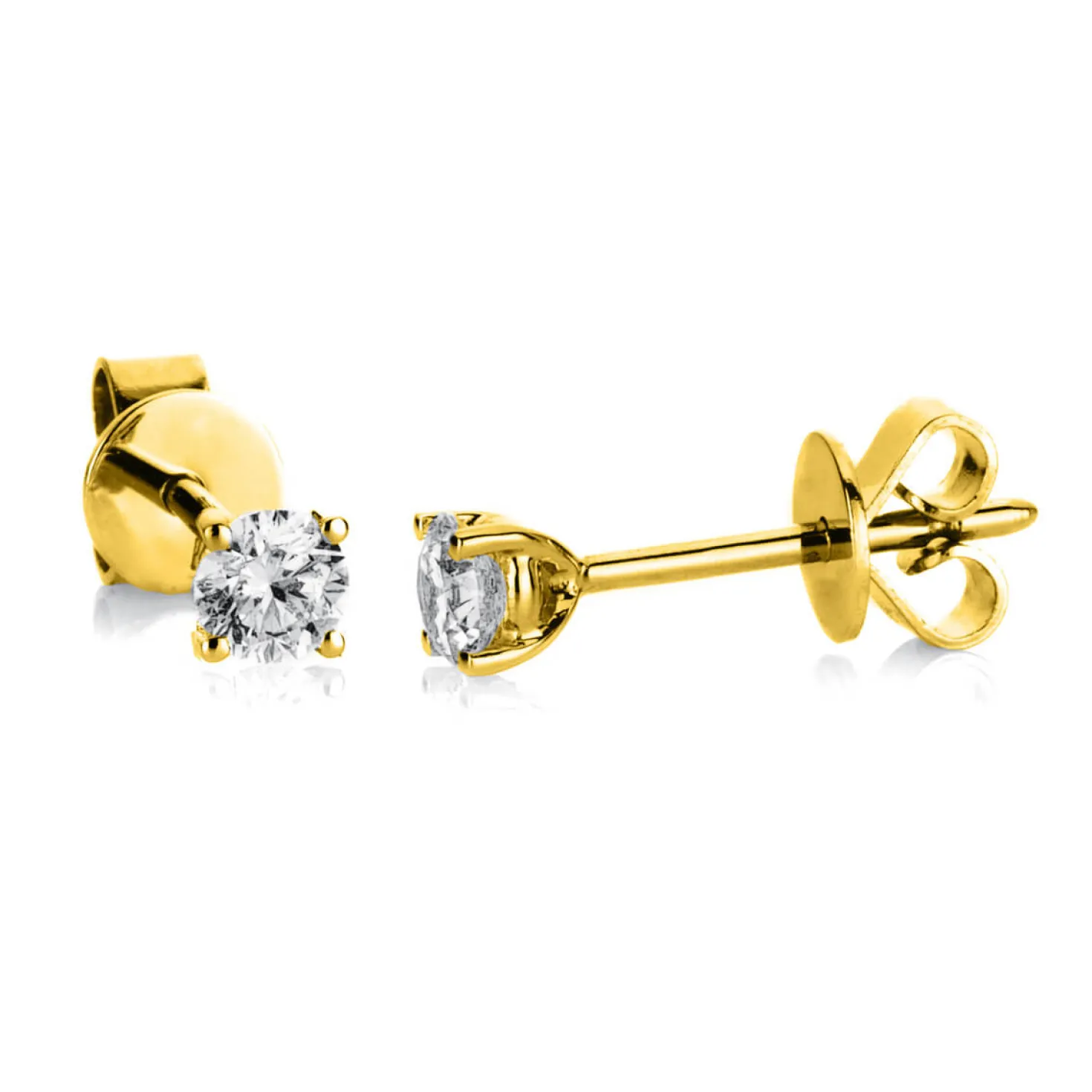 Ohrstecker aus 585 Gold Gelbgold mit 2 Diamanten Brillanten 0,60 Ct. 4er-Krappe