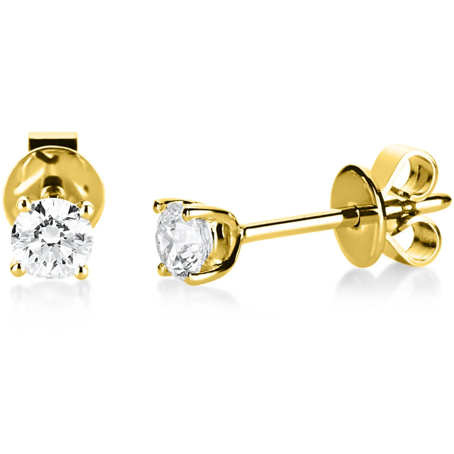 Ohrstecker aus 585 Gold Gelbgold mit 2 Diamanten Brillanten 0,80 Ct. 4er-Krappe