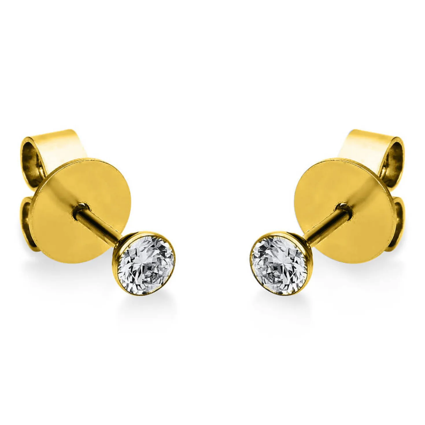 Ohrstecker aus 750 Gold Gelbgold mit 2 Diamanten Brillanten 0,20 Ct. Zarge