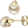Ohrstecker aus 585 Gold Gelbgold 7-7,5mm Süßwasser Perlen Ohrringe Ohrschmuck