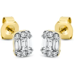 Ohrstecker aus 750 Gold gelb/weiß 18 Diamanten 0,41ct TW-SI 6,6x4,9mm