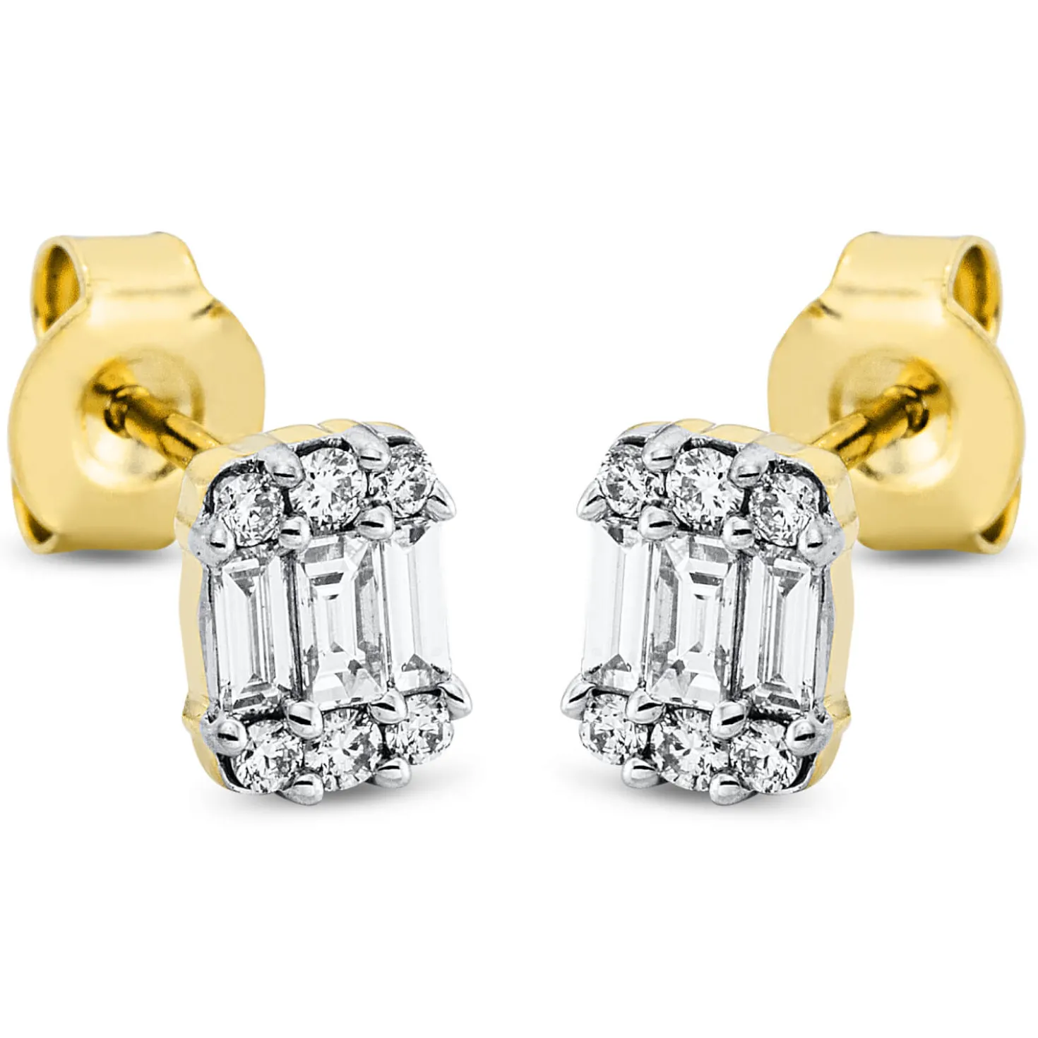 Ohrstecker aus 750 Gold gelb/weiß 18 Diamanten 0,41ct TW-SI 6,6x4,9mm