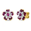 Ohrstecker aus 750 Gold gelb/weiß 12 Rubine 1,79ct rot mit Diamanten 9,9x10,2mm