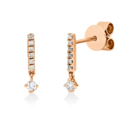 Ohrstecker aus 750 Gold Rotgold 14 Brillanten 0,1ct I-SI 11x2,5mm