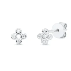 Ohrstecker aus 750 Gold Weißgold 8 Brillanten 0,05ct W-SI 4,9x4,9mm