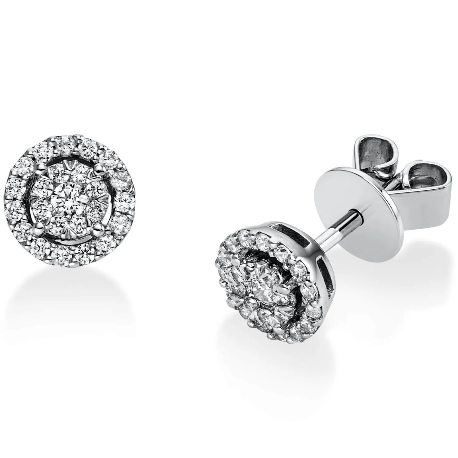 Ohrstecker aus 585 Gold Weißgold 48 Diamanten 0,26ct TW-SI Ø6,4mm