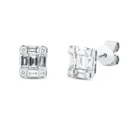 Ohrstecker aus 750 Gold Weißgold 18 Diamanten 0,45ct 6x5mm