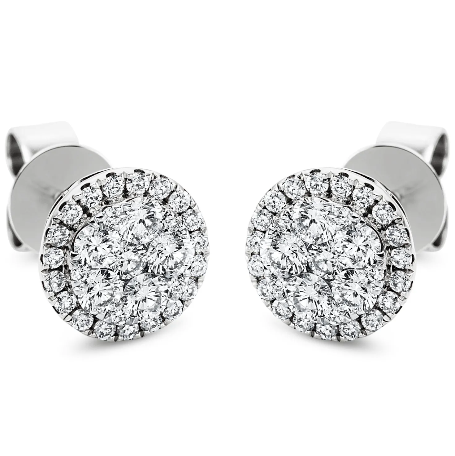 Ohrstecker aus 750 Gold Weißgold 60 Diamanten 0,86ct TW-SI Ø8,7mm