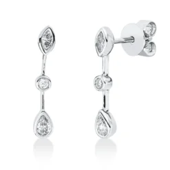 Ohrstecker aus 750 Gold Weißgold 6 Diamanten 0,42ct TW-VSI/SI 20,2x3mm