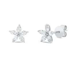 Ohrstecker aus 750 Gold Weißgold 12 Diamanten 0,69ct 8,2x9mm