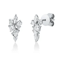 Ohrstecker aus 750 Gold Weißgold 14 Diamanten 0,71ct TW-SI 12,7x6,3mm
