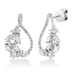 Ohrstecker aus 750 Gold Weißgold 62 Diamanten 1,36ct 19x12mm