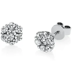 Ohrstecker aus 585 Gold Weißgold 14 Diamanten 1,02ct TW-SI B:7,9mm