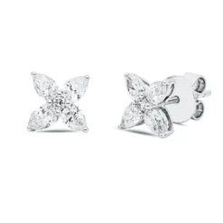 Ohrstecker aus 750 Gold Weißgold 10 Diamanten 1,03ct W-SI 8x7,7mm