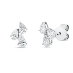 Ohrstecker aus 750 Gold Weißgold 6 Diamanten 1ct TW-VSI 9,9x6,7mm