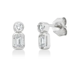 Ohrstecker aus 750 Gold Weißgold 4 Diamanten 0,51ct TW-SI 8,3x3,9mm Zarge