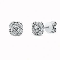 Ohrstecker aus 750 Gold Weißgold 36 Diamanten 0,38ct TW-SI 7,5x7,5mm