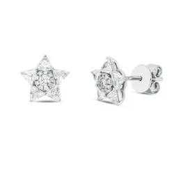 Ohrstecker aus 750 Gold Weißgold 30 Diamanten 0,75ct TW-VSI/SI 8,8x9,5mm