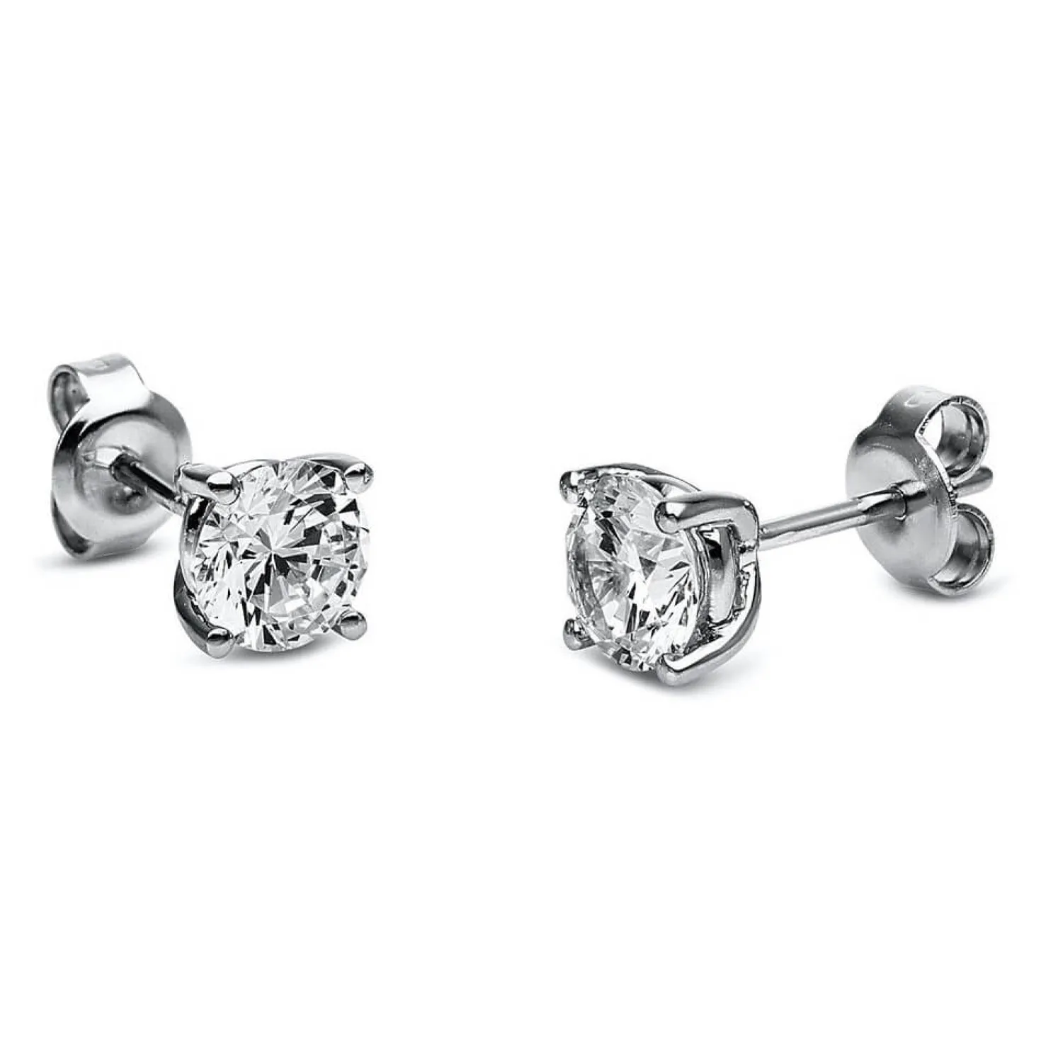 Ohrstecker aus 585 Gold Weißgold mit 2 Diamanten Brillanten 1,40 Ct. 4er-Krappe
