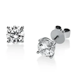 Ohrstecker aus 585 Gold Weißgold mit 2 Diamanten Brillanten 1,40 Ct. 4er-Krappe