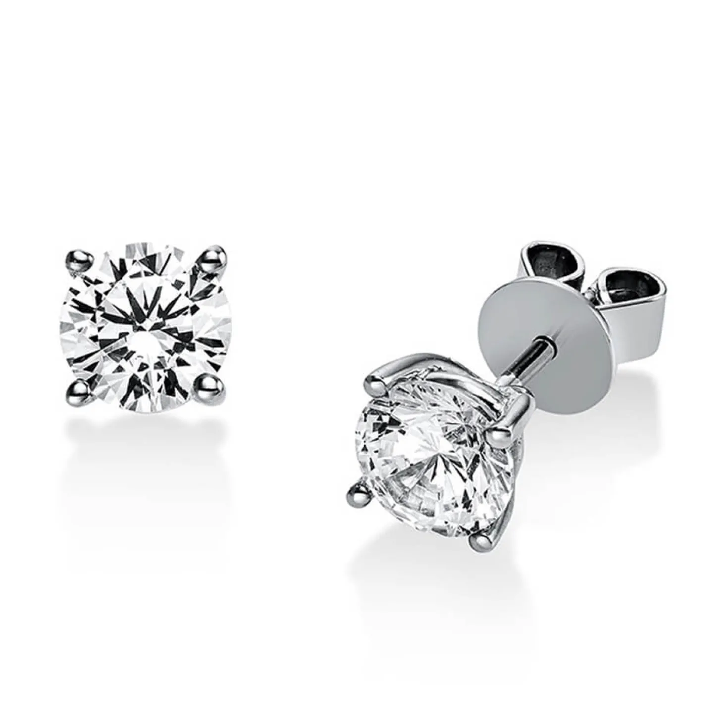Ohrstecker aus 585 Gold Weißgold mit 2 Diamanten Brillanten 1,40 Ct. 4er-Krappe