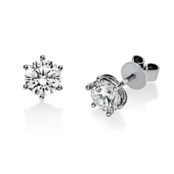 Ohrstecker aus 750 Gold Weißgold mit 2 Diamanten Brillanten 1,40 Ct. 6er-Krappe