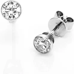 Ohrstecker aus 750 Gold Weißgold mit 2 Diamanten Brillanten 0,80 Ct. Zarge