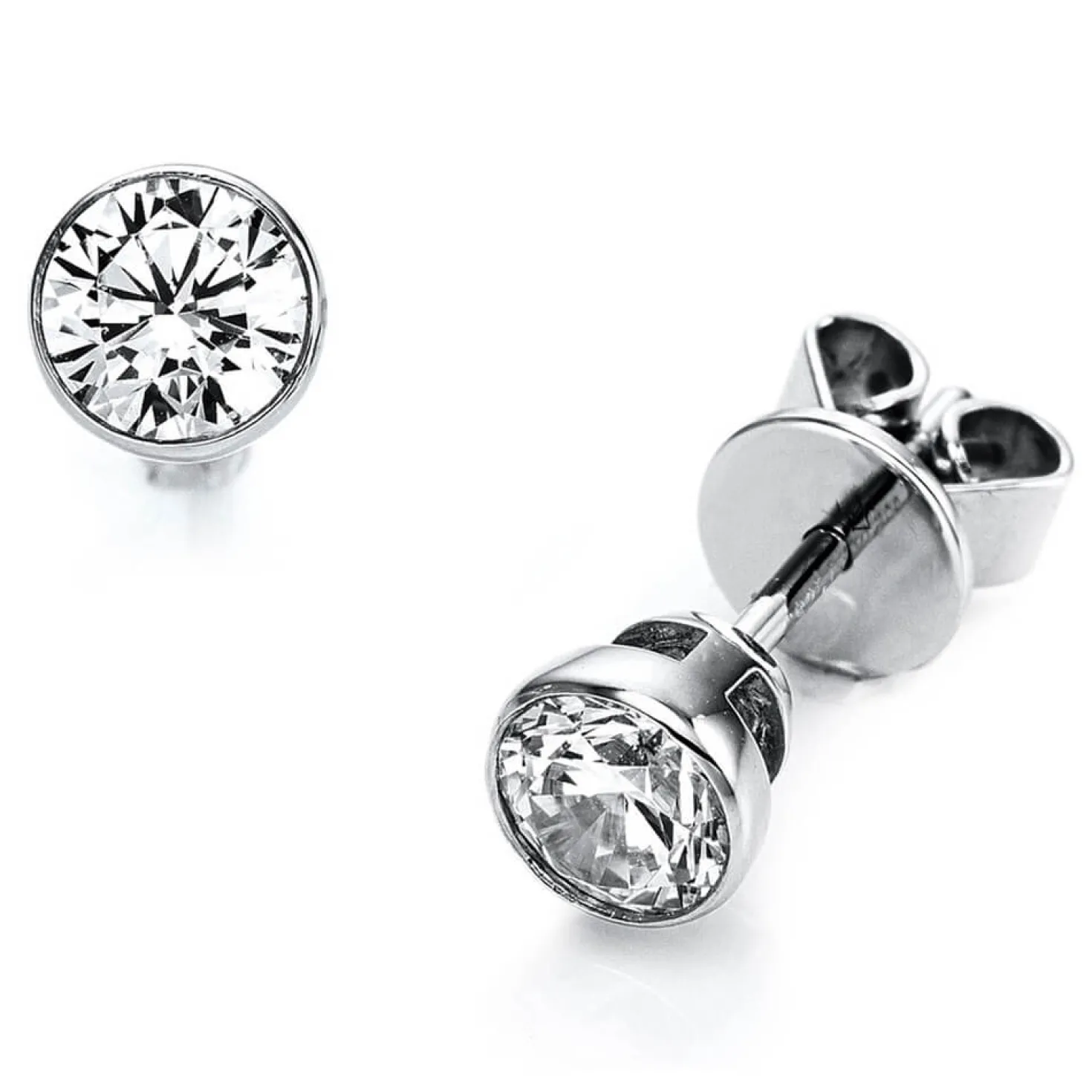 Ohrstecker aus 585 Gold Weißgold mit 2 Diamanten Brillanten 0,80 Ct. Zarge