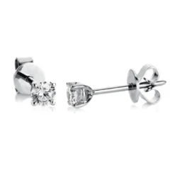 Ohrstecker aus 750 Gold Weißgold mit 2 Diamanten Brillanten 0,30 Ct. 4er-Krappe