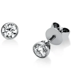 Ohrstecker aus 585 Gold Weißgold mit 2 Diamanten Brillanten 0,60 Ct. Zarge