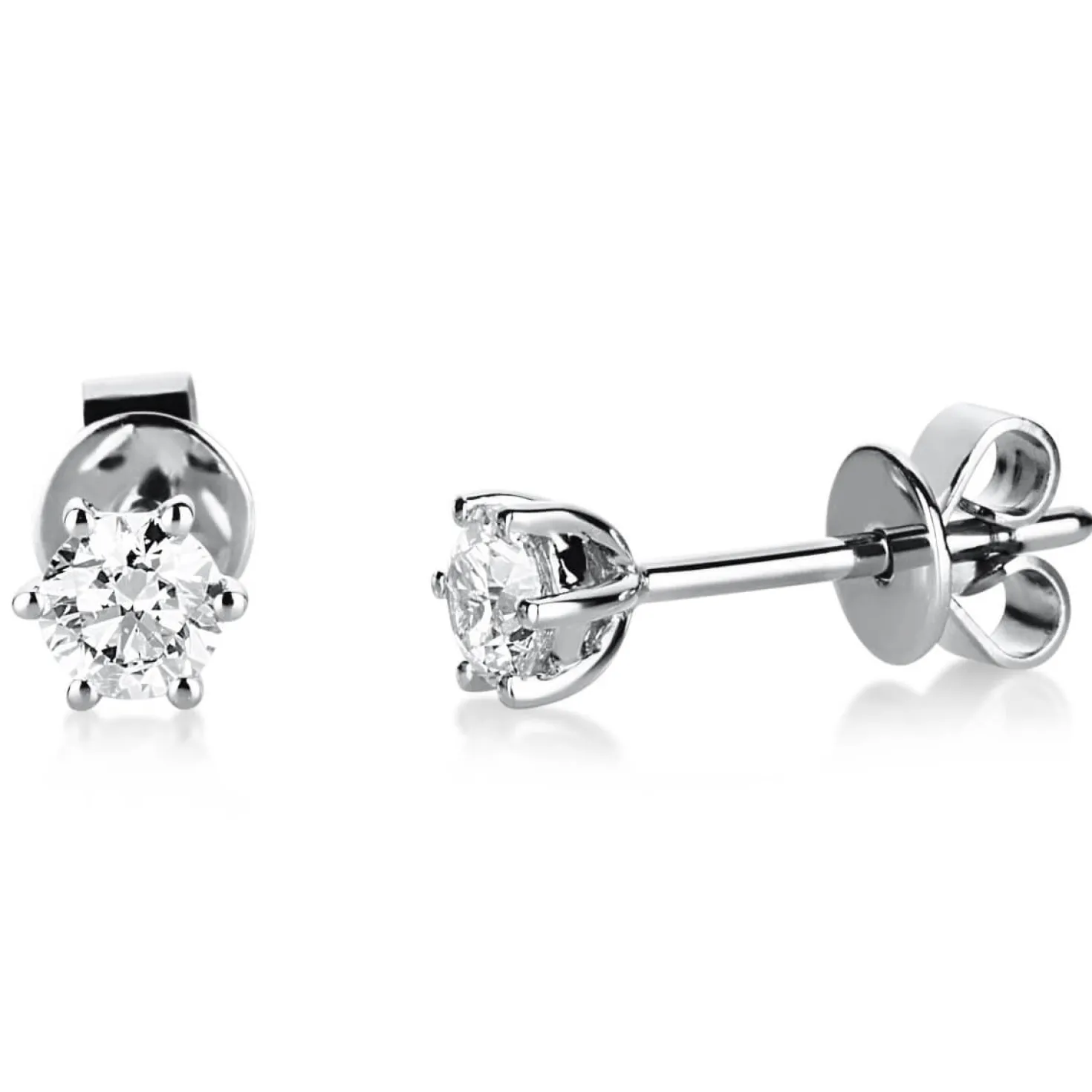 Ohrstecker aus 750 Gold Weißgold mit 2 Diamanten Brillanten 0,40 Ct. 6er-Krappe