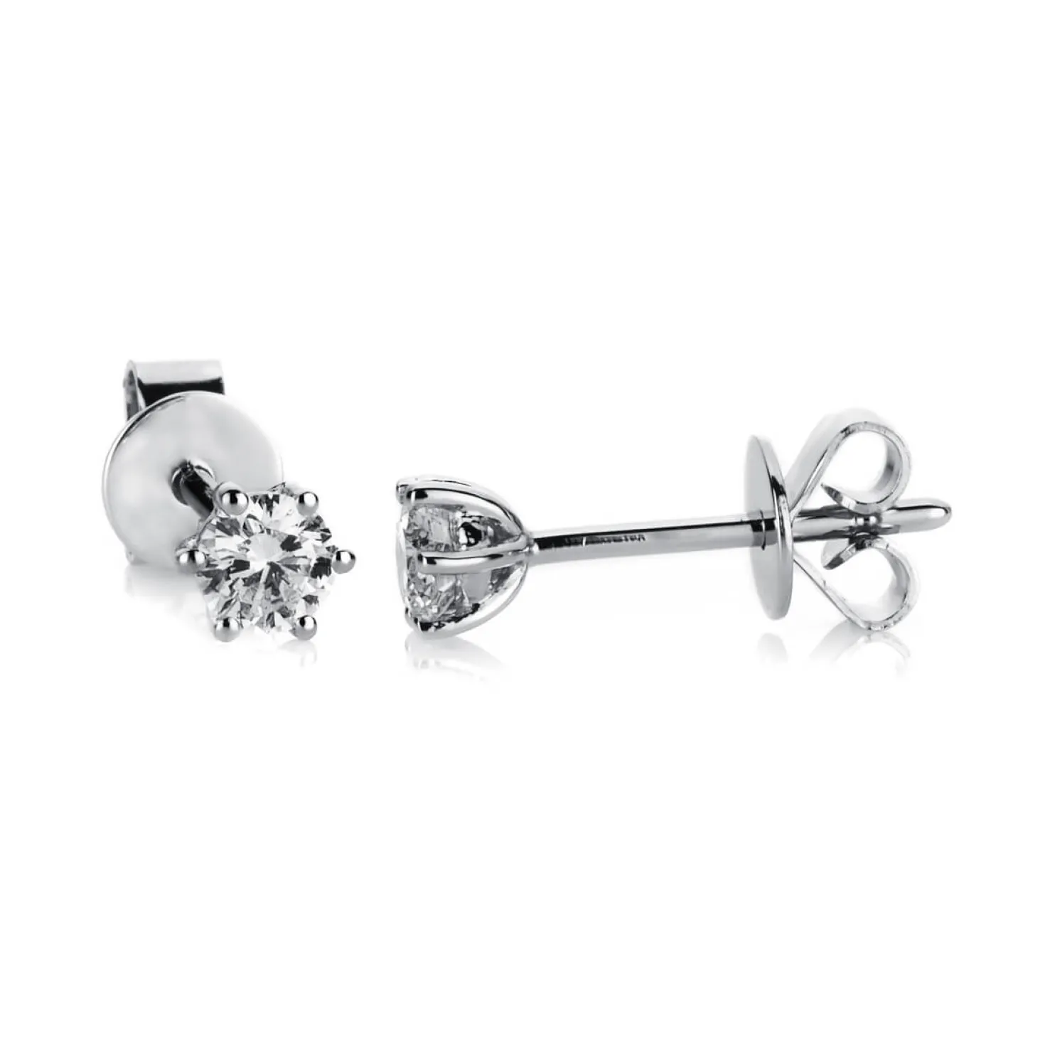 Ohrstecker aus 750 Gold Weißgold mit 2 Diamanten Brillanten 0,60 Ct. 6er-Krappe