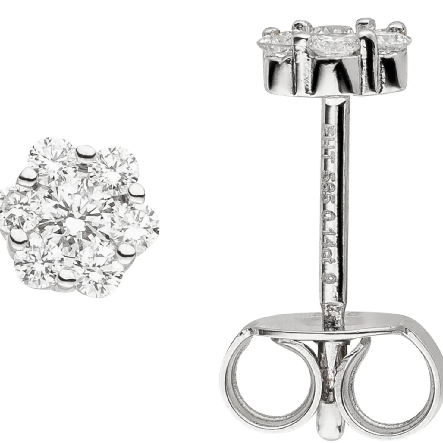 Ohrstecker aus 585 Gold Weißgold mit 14 Diamanten Brillanten 0,28 Ct