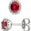 Ohrstecker aus 585 Gold Weißgold mit Rubin & 36 Diamanten 0.14Ct Brillanten