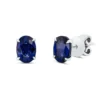 Ohrstecker aus 750 Gold Weißgold 2 Saphire 2,1ct blau 7x5mm 4er-Krappe