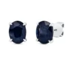 Ohrstecker aus 750 Gold Weißgold 2 Saphire 4,69ct blau 9x7mm 4er-Krappe