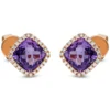 Ohrstecker aus 750 Rotgold 2 Amethyste 3,2ct lila 48 Brillanten 0,15ct TW-SI 9x9mm