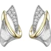 Ohrstecker aus 925 Silber bicolor vergoldet eismatt mit 16 Zirkonia Ohrschmuck