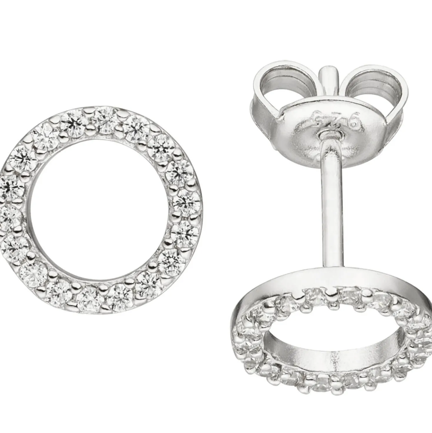Ohrstecker aus 925 Silber Kreise Ø7,7mm 36 Zirkonia rundum Ohrringe Ohrschmuck