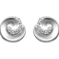 Ohrstecker aus 925 Silber mattiert mit 12 Zirkonia Ohrringe Ohrschmuck Damen