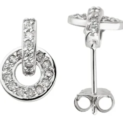 Ohrstecker aus 925 Silber rhodiniert mit 40 Zirkonia Ohrringe Ohrschmuck Damen