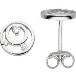 Ohrstecker aus 925 Silber rhodiniert Kreise mit 6 Zirkonia Ohrringe Ohrschmuck