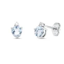 Ohrstecker aus 585 Weißgold 2 Aquamarine 0,92ct blau 2 Brillanten 0,07ct W-SI/PI