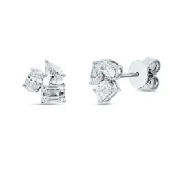 Ohrstecker aus 750 Weißgold 6 Diamanten Fanatsy-Schliff 1,38ct F-FVSI 8,8x8,3mm