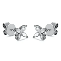 Ohrstecker aus 750 Weißgold 8 Diamanten Navette-Schliff 0,49ct TW-VSI 6,3x6,3mm