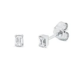 Ohrstecker aus 750 Weißgold 2 Diamanten Smaragd-Schliff 0,16ct TW-SI 3,6x2,7mm